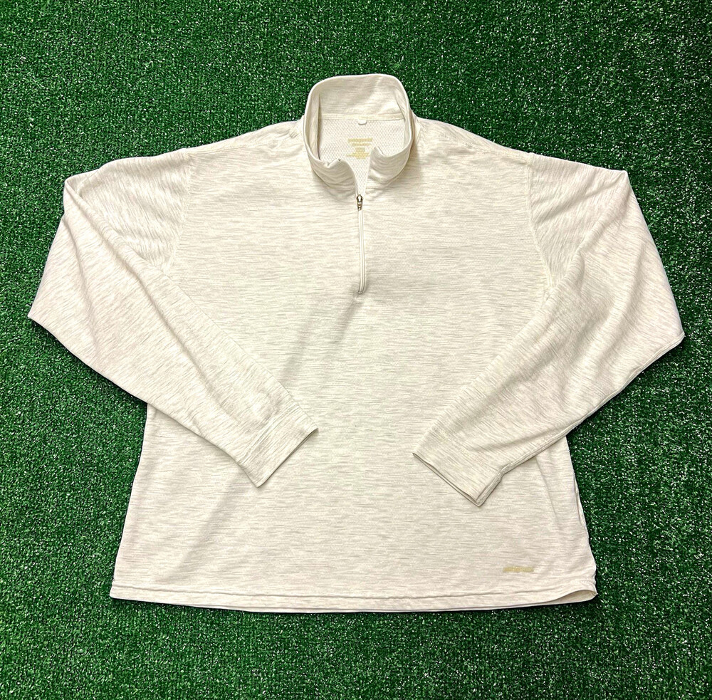 Patagonia Womens Quarter Zip M White Oatmeal Heather Capilene Midweight Pullover